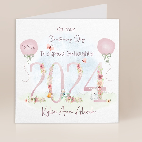 Granddaughter Christening Card | Girls Christening Card 2024 | Christening Gift