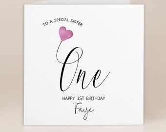 Personalised 1st Birthday Card | Sister 1st Birthday | Happy First Birthday Sister | Special Sister