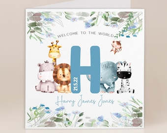 New Baby Boy Card | Baby Initial Card | Welcome To The World | New Parents Card | Grandson | Nephew  | New Brother | Baby Boy Card |