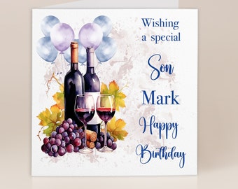 Son Birthday Card |  Son Birthday Gift | Happy Birthday Son | Wine Design