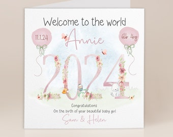 New Baby Girl Card 2024 | Welcome To The World | New Parents Card | Keepsake Card