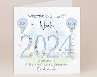 New Baby Boy 2024 | Welcome To The World | New Parents Card | Grandson | Nephew | Baby Boy Card