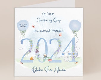 Grandson Christening Card | Boys Christening Card 2024 | Christening Gift