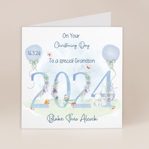 Grandson Christening Card | Boys Christening Card 2024 | Christening Gift