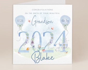New Grandson Card | Congratulations on your new Grandson Card | New Grandparents | New Baby Boy | 2024