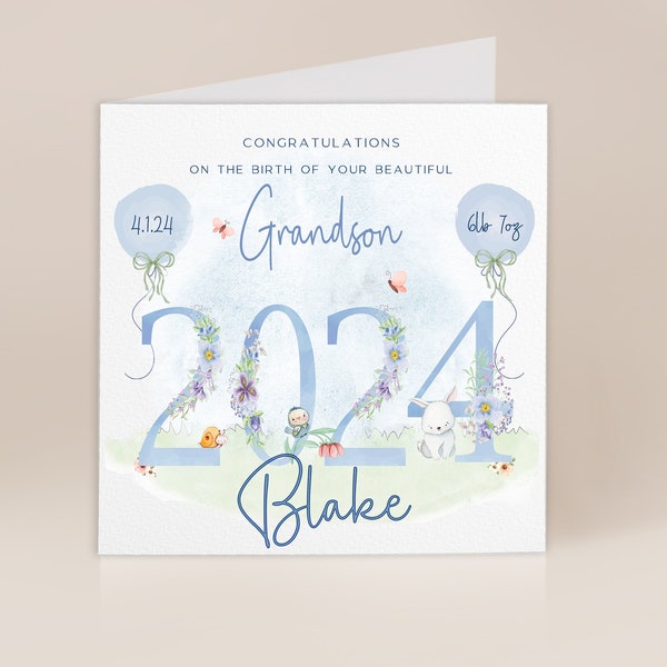 New Grandson Card | Congratulations on your new Grandson Card | New Grandparents | New Baby Boy | 2024