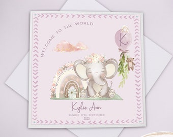 Personalised New Baby Card | Baby Girl Card | Congratulations Baby Card | New Parents Card | Welcome to the World