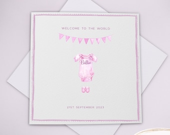 Personalised New Baby Card | Baby Boys Card | Congratulations Baby Card | New Parents Card | Welcome to the World
