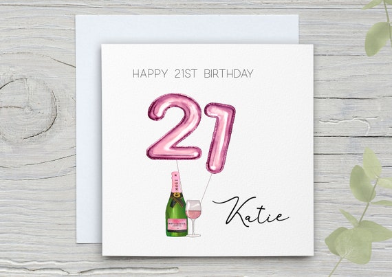 21st birthday card personalised birthday card Girls card | Etsy