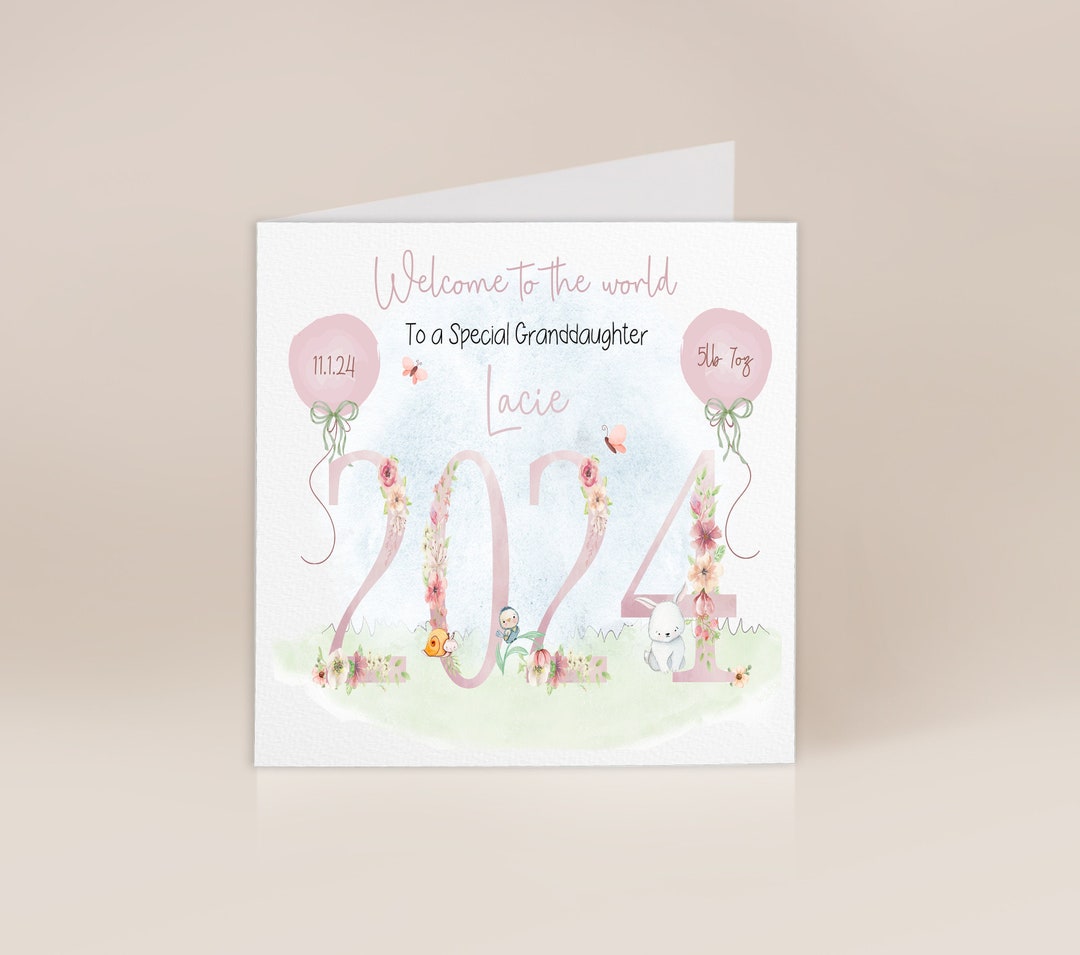 New Granddaughter Card New Baby Girl 2024 to the World New