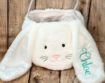 Custom Easter Bunny Baskets embroidered | embroidered Easter basket | personalized Easter basket | Easter bunny