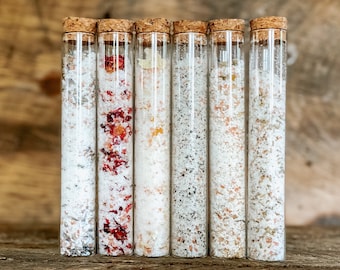 Bath Salts | Glass Tube | Foot Soak | Self Care | Epsom Salt | Pink Himalayan Salt | Dead Sea Salt | Essential Oil |