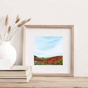 Art Print of &quot;Generations&quot;, Landcsape Wall Art, Poppies Red Flower Field Painting, England Art, Square Landscape Print