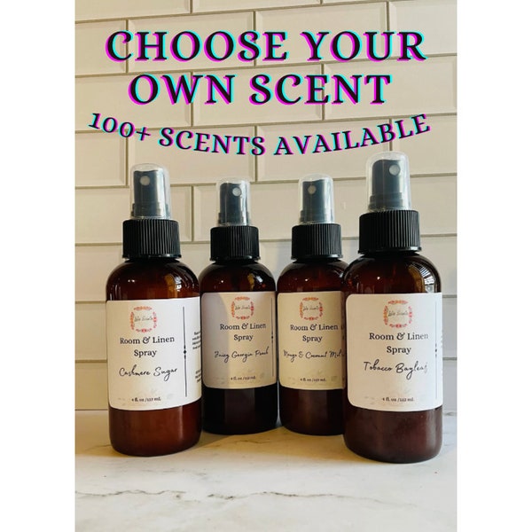 Room and Linen Spray, 4 fl oz  Air Fresheners,Room Fragrance, Bathroom Spray, Numerous scents, Non Toxic Room Spray, MADE TO ORDER,