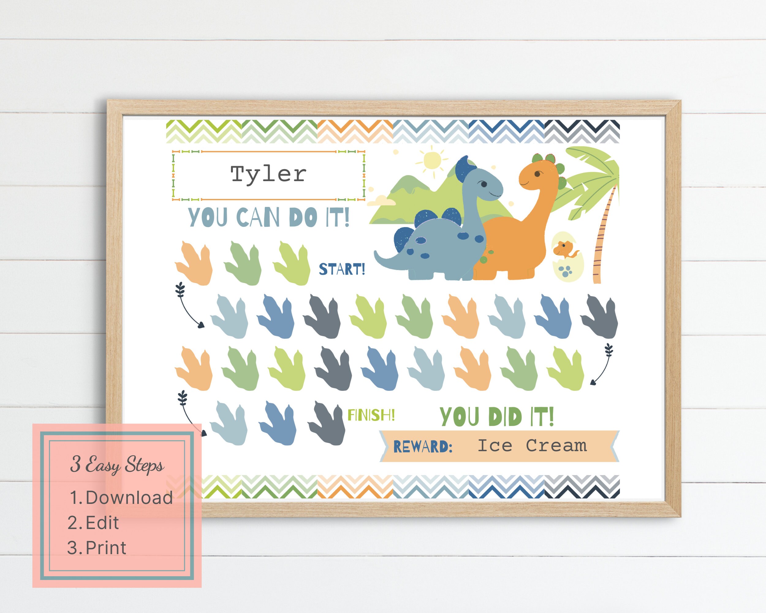 Printable Dinosaur Reward Chart / Editable Kids Behavior Chart / Reward ...
