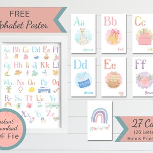 Printable Alphabet Flash Cards / Toddler Learning Cards / Homeschool Alphabet Flash Cards / ABC Flash Cards / Nursery Wall Alphabet Poster
