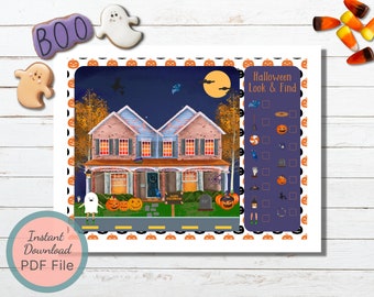 Printable Halloween Activity Sheet for Kids / Halloween Look & Find / Printable Halloween School Worksheet for Kindergarten and Preschool
