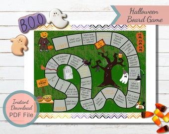 Printable Halloween Board Game for Kids / Halloween School Activity for Kindergarten and Preschool / Halloween Kids Party Game