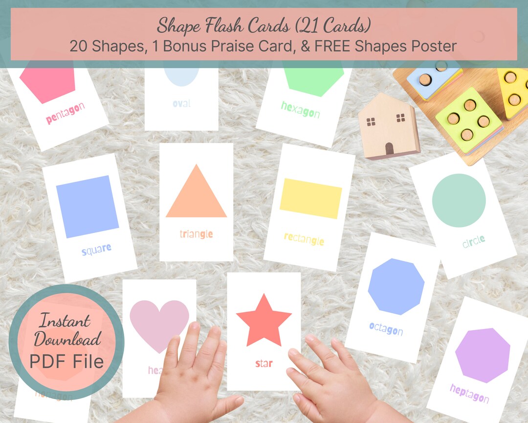 Printable Shape Flash Cards / Toddler Learning Cards / Homeschool Shape ...