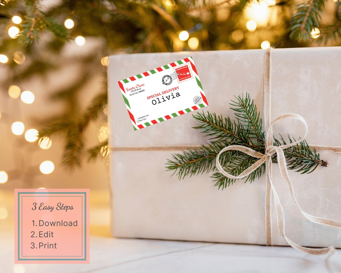 Printable North Pole Express Gift Tag / Editable North Pole Mail ...