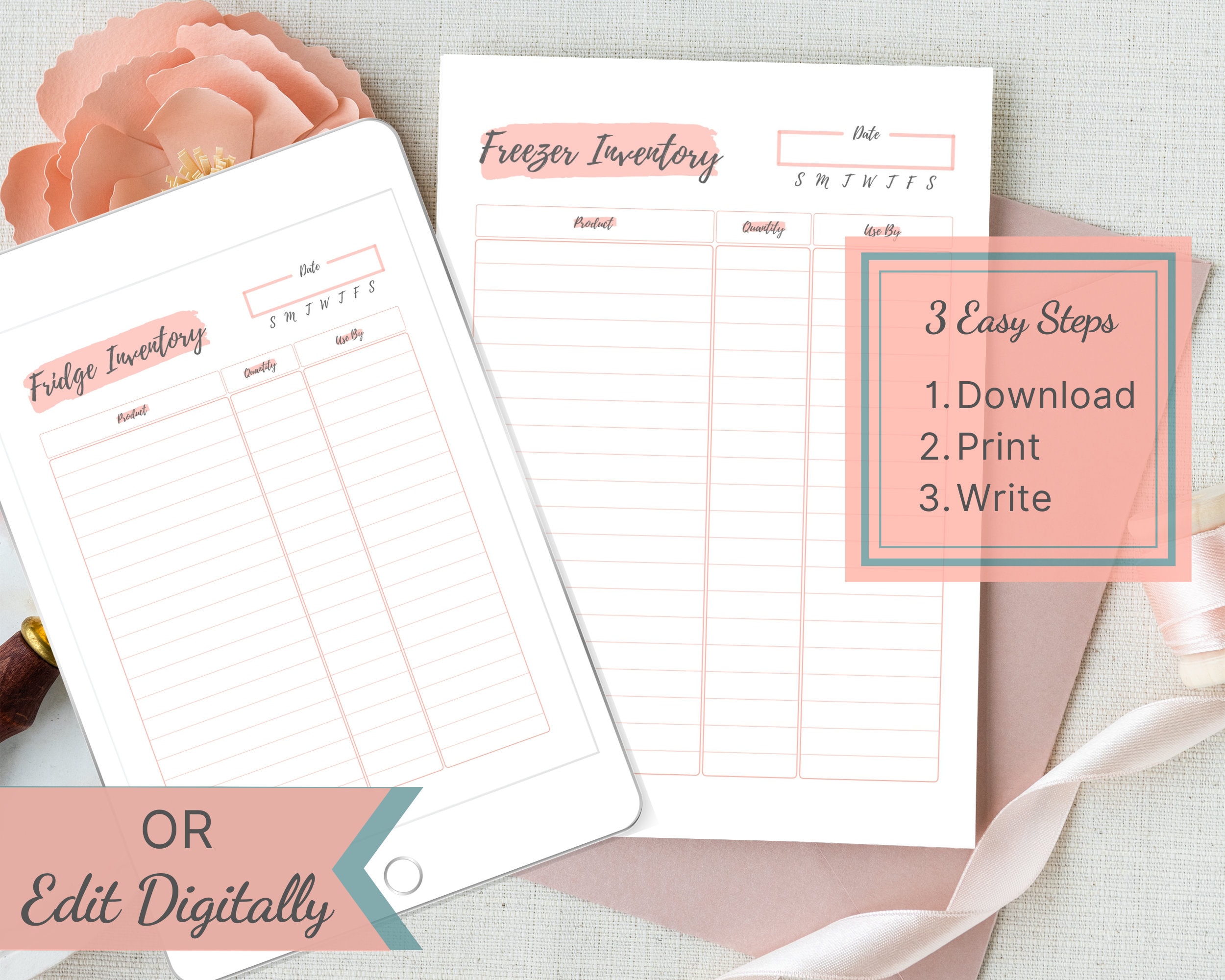 Printable Kitchen Inventory / Fridge Inventory / Freezer Inventory ...