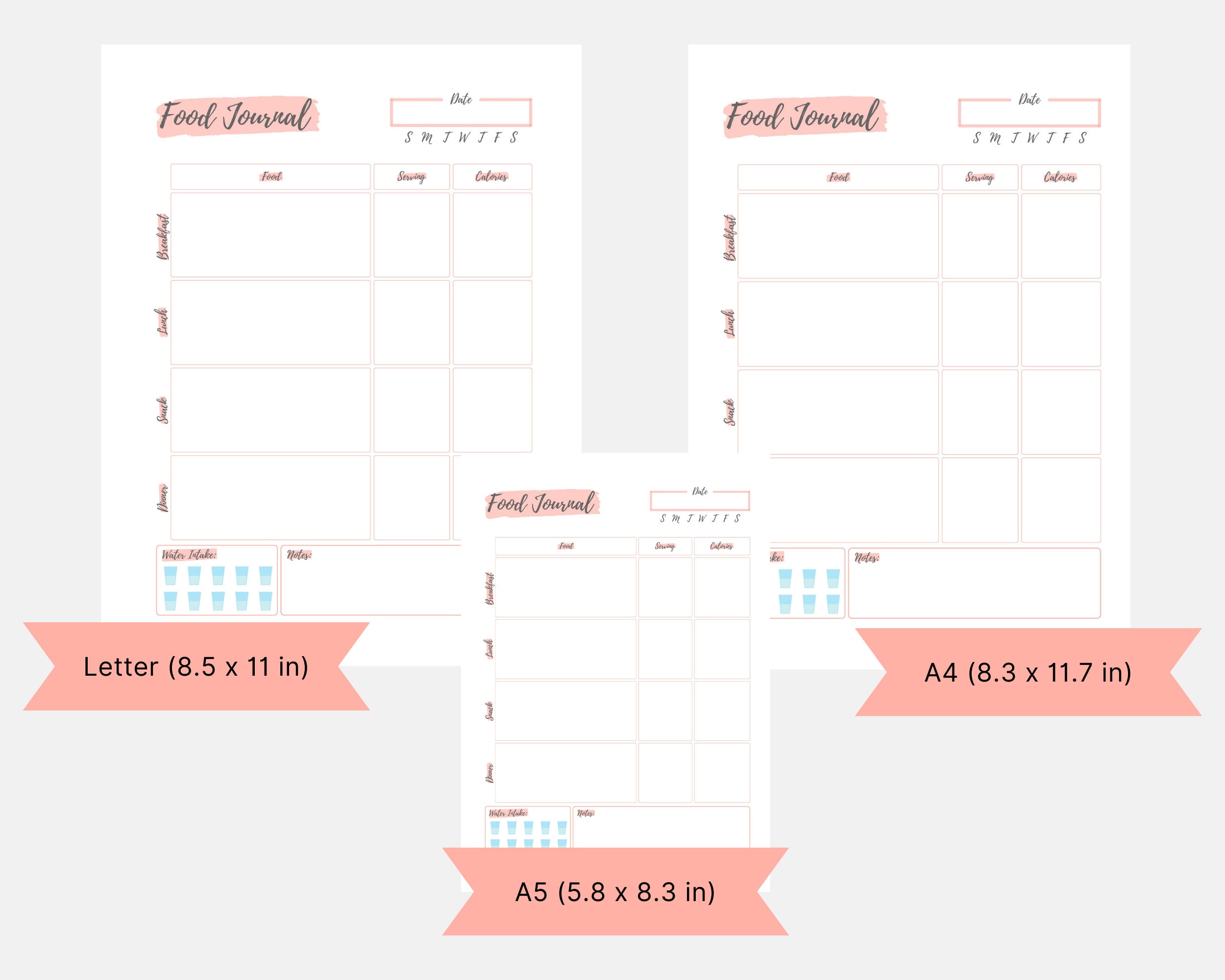 Printable Food Journal Meal Tracker Daily Calorie Tracker Etsy printable-food-journal-meal-tracker-daily-calorie-tracker-etsy