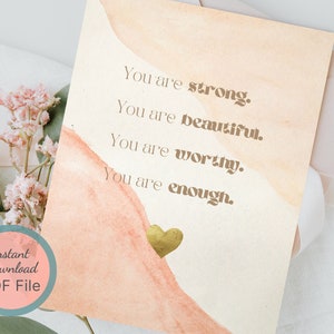Tarjeta de felicitación imprimible con afirmaciones positivas / Tarjeta del Día de la Madre / Tarjeta de felicitación de amor propio / Tarjeta de felicitación de salud mental / Tarjeta para ella