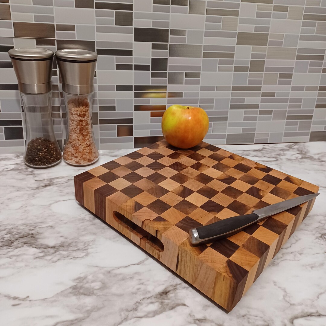 10.25x9.75x1.5 Handmade End Grain Checkerboard Butcher Block Cutting ...