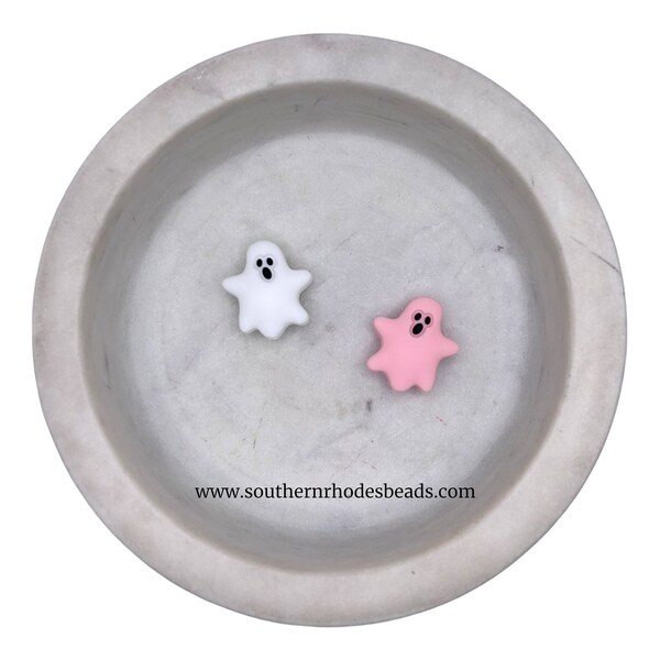 Mini Ghost Pink or White Silicone Focal Beads | Beadable Pen Beads | Ghost Beads | Halloween Beads | Keychains, Freshies (FB58, FB59)