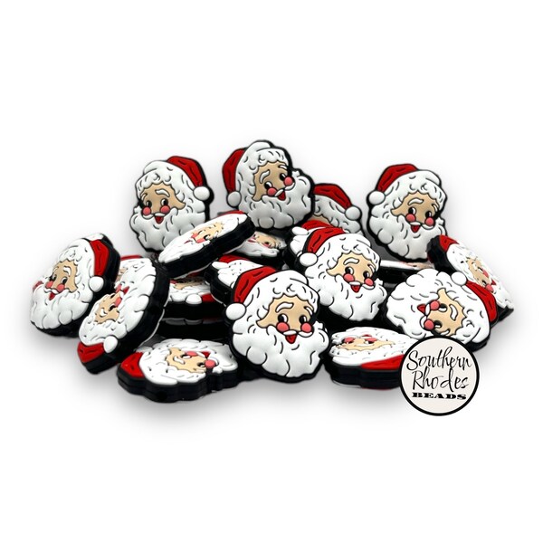 Santa Claus Silicone Focal Beads | Beadable Pen Beads | Christmas Beads | Keychains, Freshies, Lanyards, Wristlets, Pens (FB347)