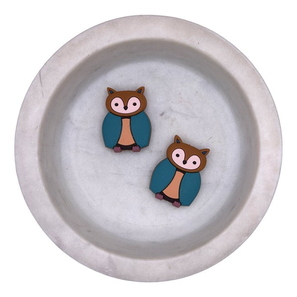 Brown and Teal Owl Silicone Focal Beads | Owl Beads | Focal Beads | Animal Beads | Keychains, Freshies, Lanyards, Necklaces, Bracelets (FB3)