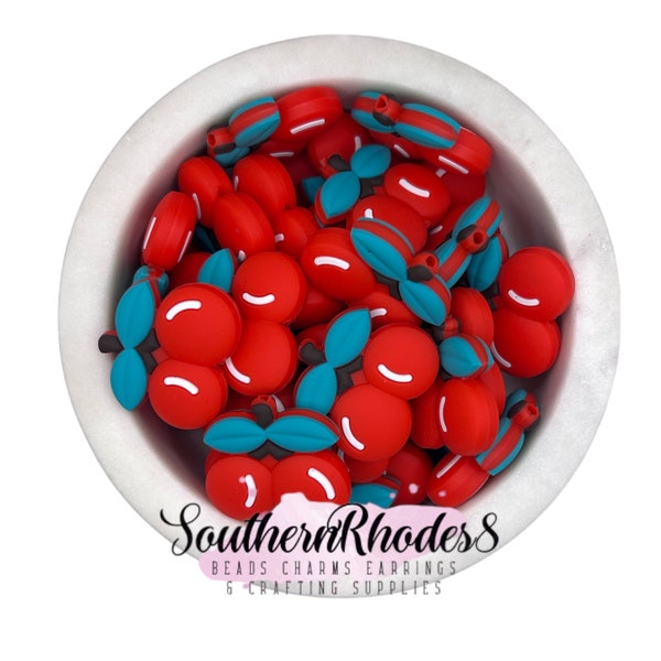 Cherry Silicone Focal Beads | Beadable Pen Beads | Food Beads | Silicone Beads | Summer Beads | 1, 5, or 10 Beads Wholesale