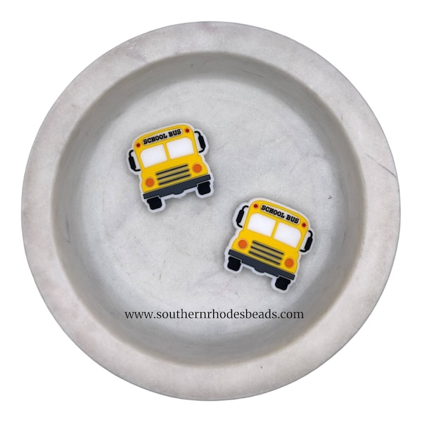 Yellow School Bus Silicone Focal Beads | Beadable Pens | School Beads | Silicone | Teacher Beads | Keychains, Lanyards, Wristlets (FB38)