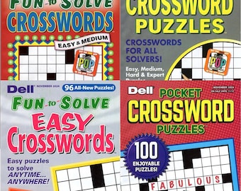 Mixed Lot of 4 Dell's Best All Easy Fast 'n' Fun Quick Crosswords Puzzles Books