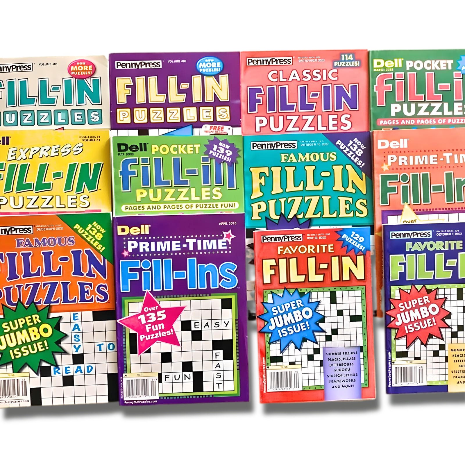 Lot of 6 Dell Penny Press Fill-In Puzzle Books (UNSORTED)