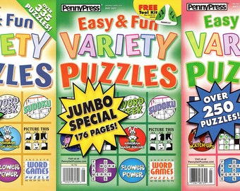 Lot von 3 Penny Press Easy And Fun Vielfalt Puzzles