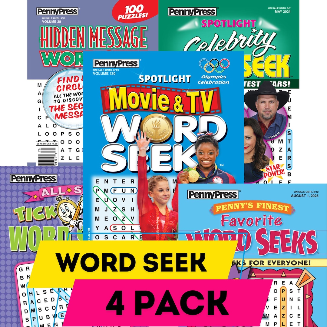 Penny Press Word Seek Digest Size Puzzle Books. Four Books Over 390 ...