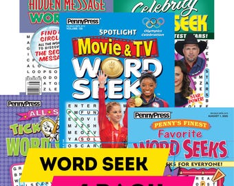 Penny Press Word Seek Digest Size Puzzle Books. Four Books Over 390 Puzzles