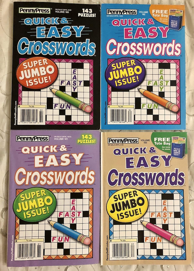 Lot of 4 Penny Press Quick & Easy Crosswords Super Jumbo Issue
