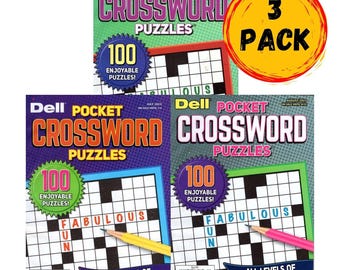 Mixed Lot of 3 Pocket Crosswords Super Jumbo Crossword Puzzle Books 300 Puzzles for Kids, Adults and Teens