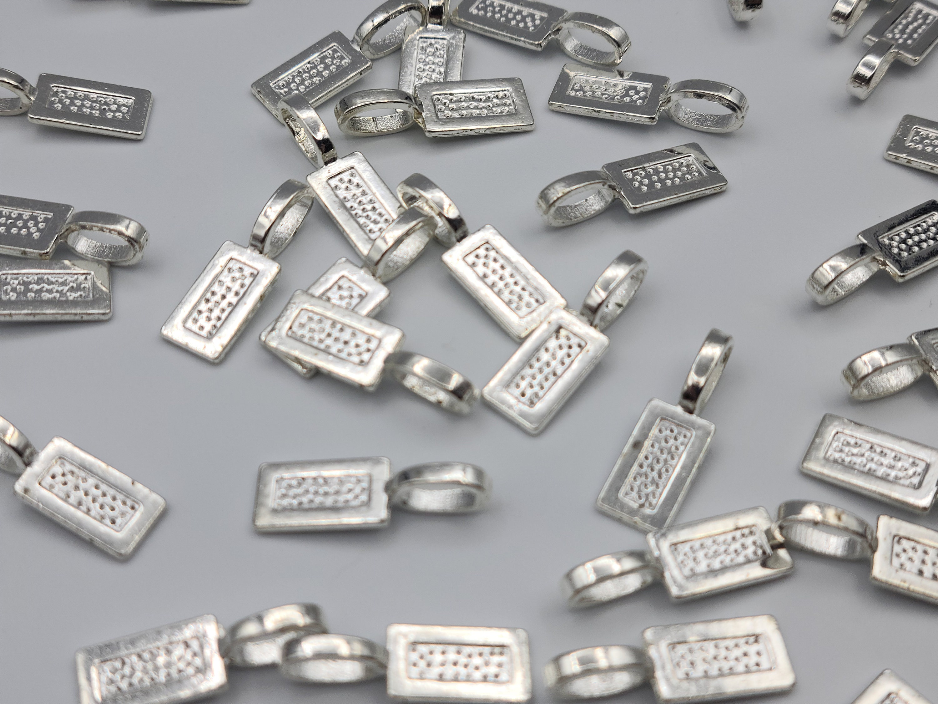 10 Silver Glue on Pendant Bails, Pendant Bails, Jewelry Making, Craft