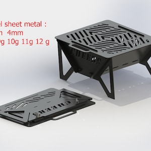 Flat pack grill, DXF files for plasma, laser cut, CNC, Fire Pit. Barbecue, Firepit bbq. Collapsible fire pit for camping, DIY