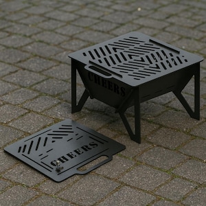 Flat pack grill, DXF files for plasma, laser cut, CNC, Fire Pit. Barbecue, Firepit barbecue. Collapsible fire pit for camping, DIY