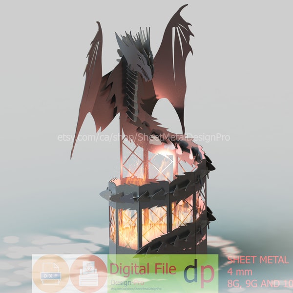 Dragon Fire Pit DXF files for plasma, laser cutting, CNC. Portable Fire Pit for Garden, Welded Fire Pit For Camping, DIY Firepit.