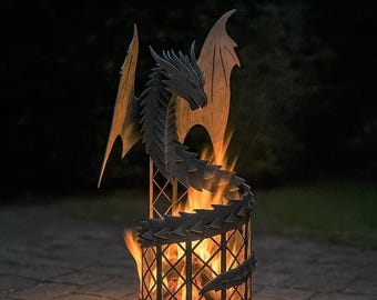 Dragon Fire Pit DXF files for plasma, laser cutting, CNC. Portable Fire Pit for Garden, Welded Fire Pit For Camping, DIY Firepit.