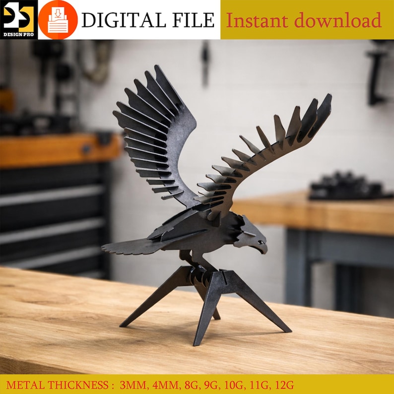 Eagle, prodotto digitale. File DXF per taglio al plasma e laser. Lavorazione dei metalli fai da te. File pronti per il taglio al plasma. immagine 1