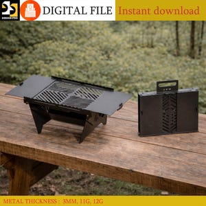 Portable folding grill, fire pit with grill grate, Firepit flatpack DXF Collapsible grill for welding