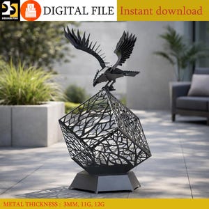 Eagle DXF | Firepit DXF | Cube Fire Pit | CNC Laser Cut Metal Firepit File | Digital product