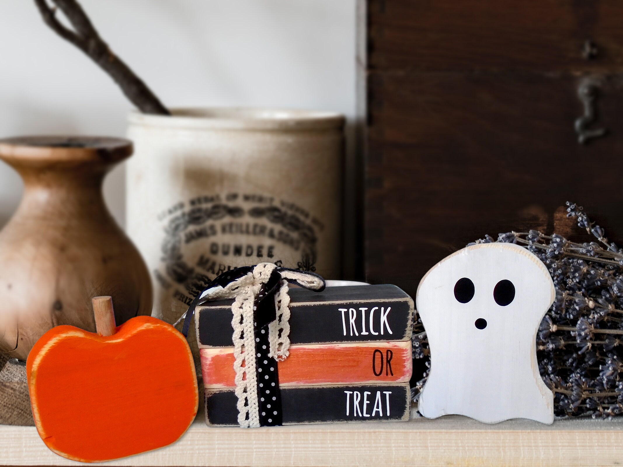 3er Set Bauernhaus Halloween Dekor Kürbis Bücher Stapel | Etsy