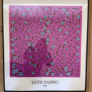 Keith Haring &#39;Untitled (Pink)&#39; 1984 Framed Original Offset-Lithograph